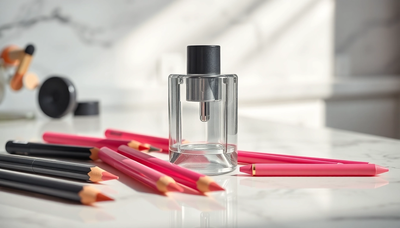 Highlighting the makeup pencil sharpener with vibrant pencils showcasing its sleek design and function.