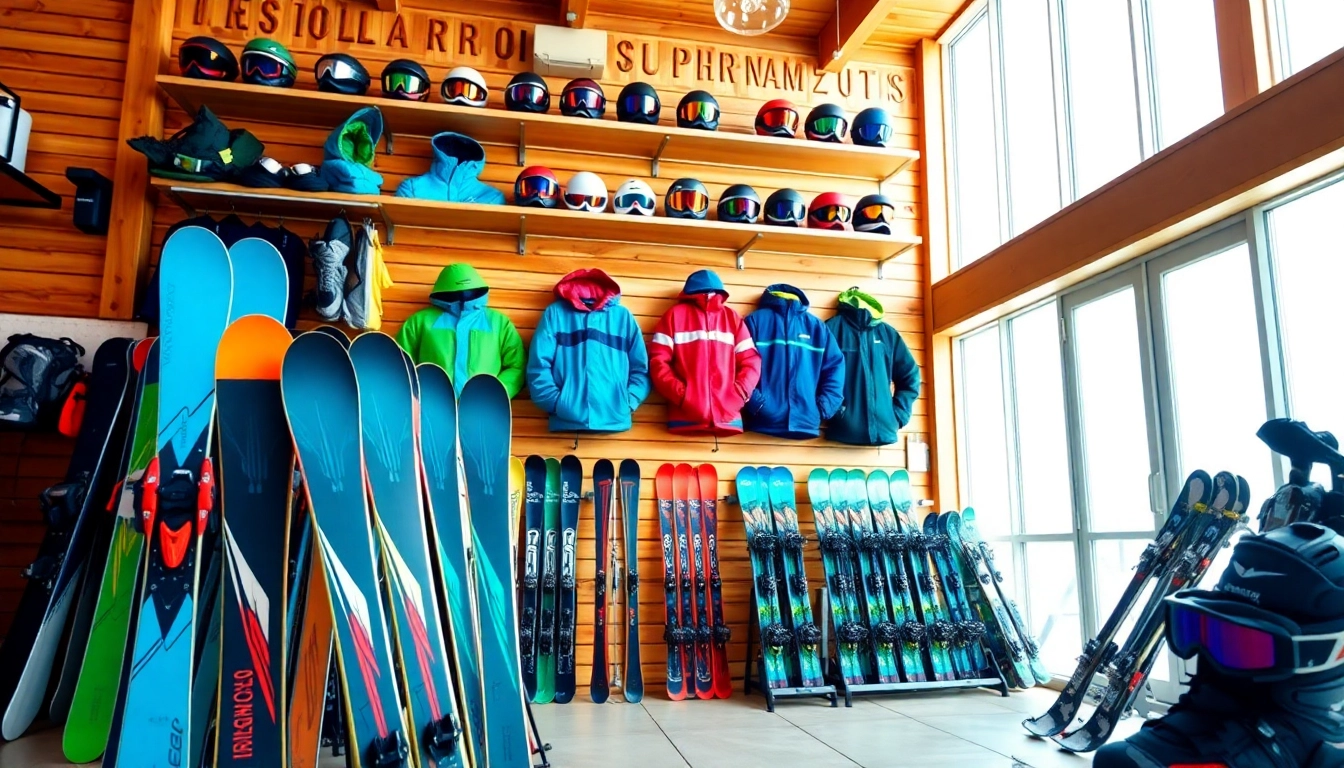 Ski shop Wellesley, MA with vibrant ski equipment and warm inviting atmosphere.
