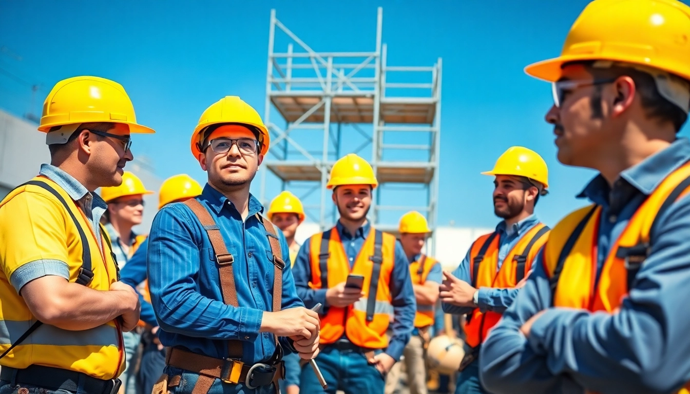 Engaging in construction safety training colorado with professionals collaborating in an outdoor setting.