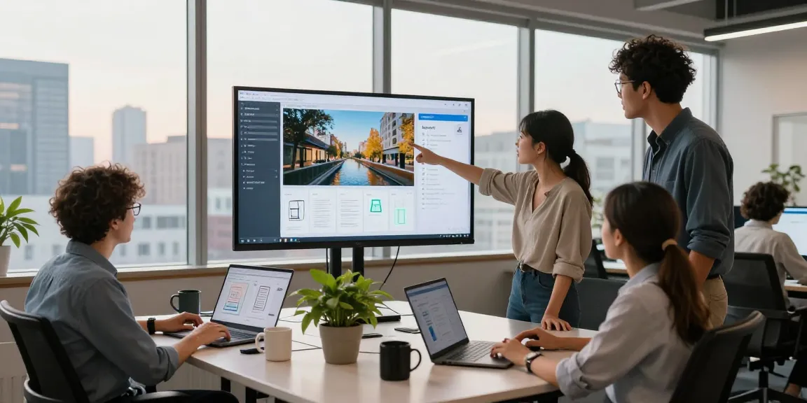 Image to prompt generation in a collaborative tech workspace with diverse professionals.
