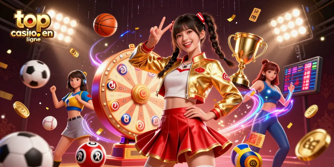 Découvrez l'excitation des meilleurs casinos en ligne avec des jeux dynamiques et une atmosphère animée dans cette illustration dynamique.