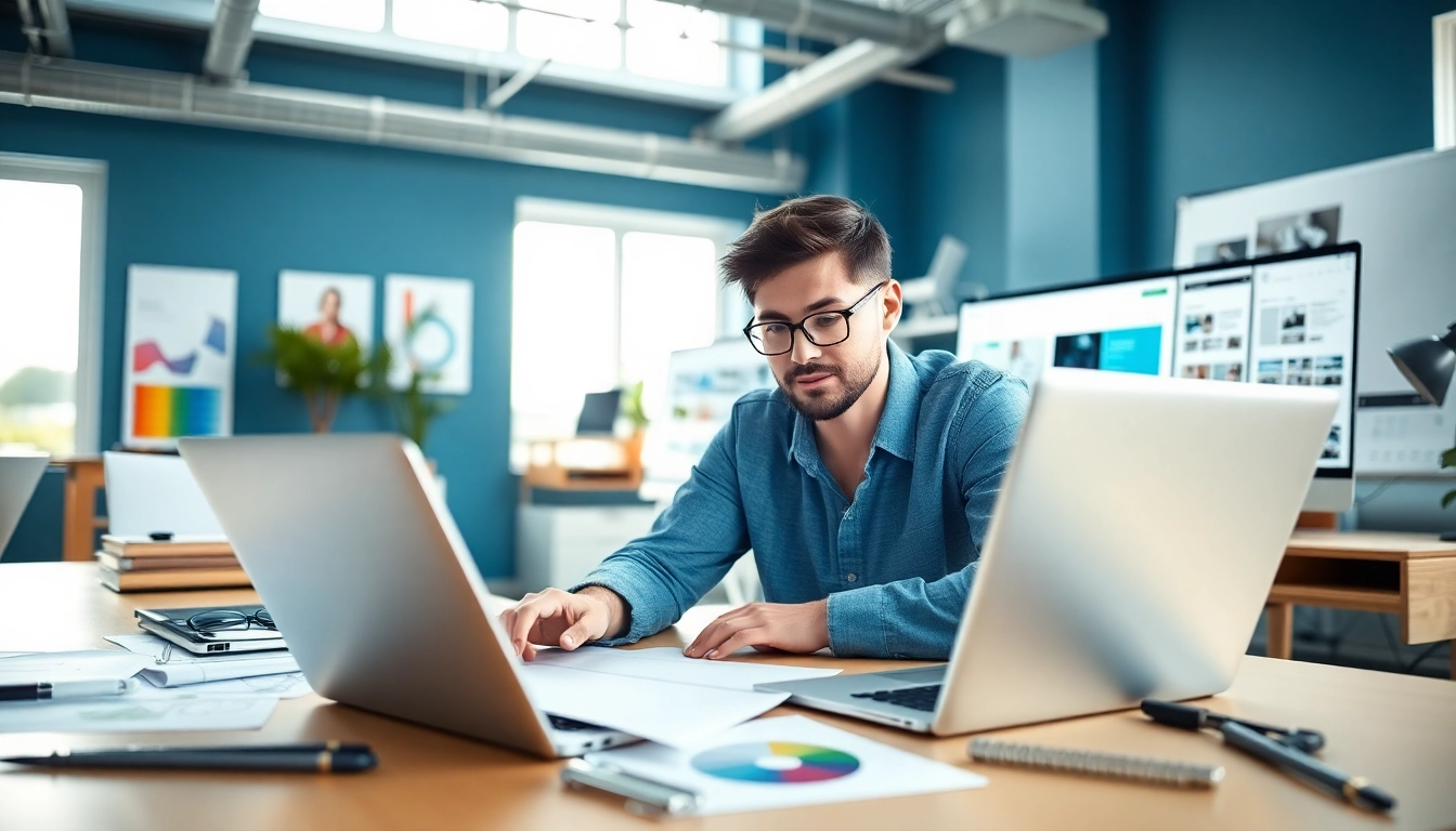 Hereford Website Designers creating innovative website designs in a bright professional setting.