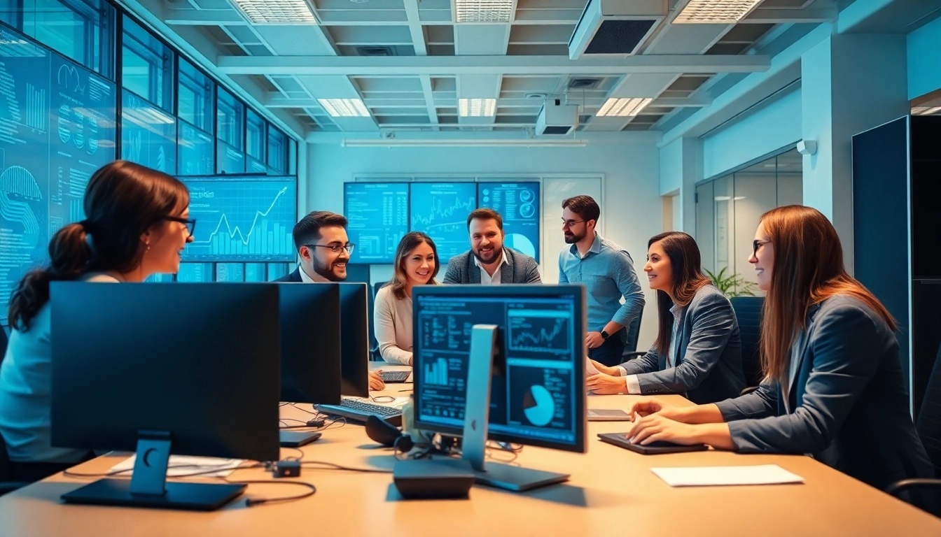 Showcase managed it services near me being provided by a professional IT team in a modern office.