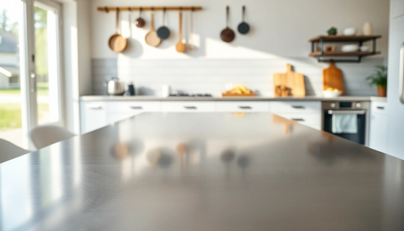 Functional steel table for kitchen showcasing sleek design and modern aesthetics.