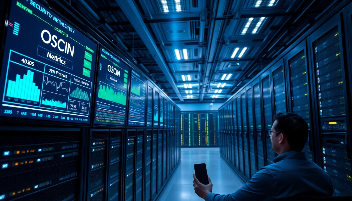Monitor CDN with DDoS Protection metrics in a high-tech data center with professionals analyzing data.