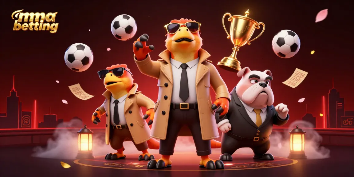 Engage in exciting mma betting with dynamic 3D illustration of raptors in a trench coat at a casino.