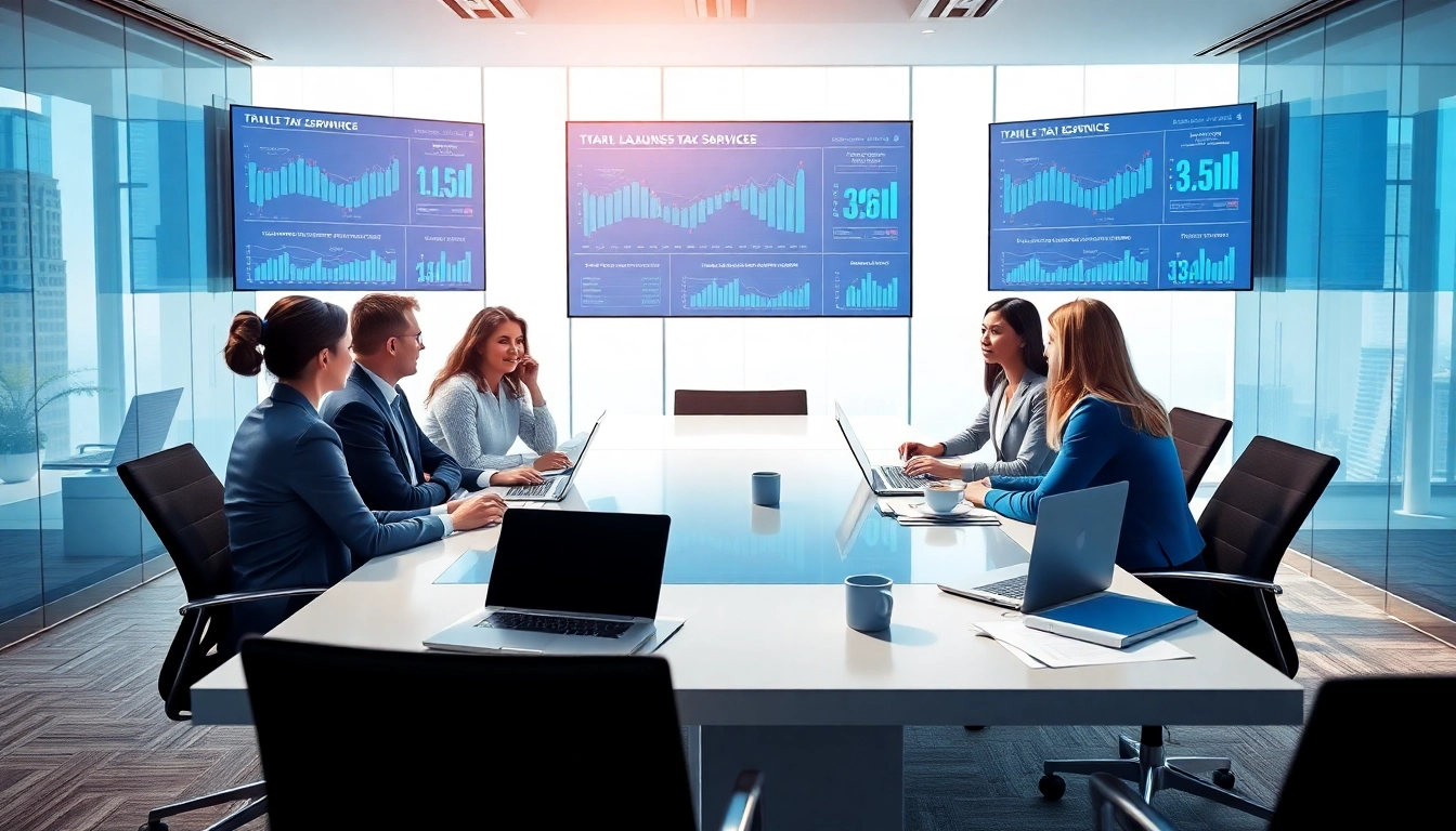 Corporate Tax Services in UAE consultation with diverse financial professionals in a modern office setting.