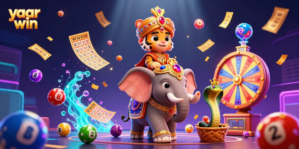Engage with yaar win in a vibrant 3D casino scene showcasing lottery excitement.