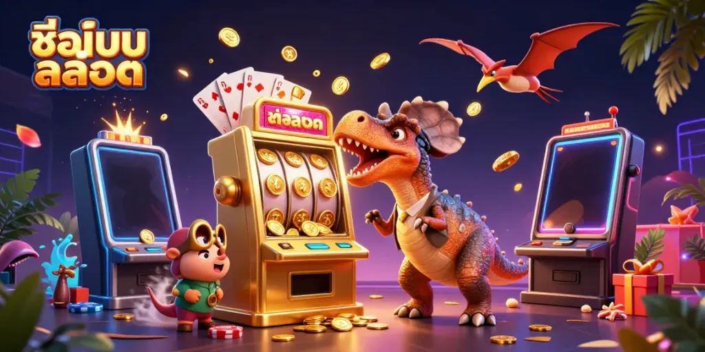 Experience the thrill of ชื่อเกมสล็อต with dynamic 3D gaming action, featuring vibrant characters and exciting casino elements.