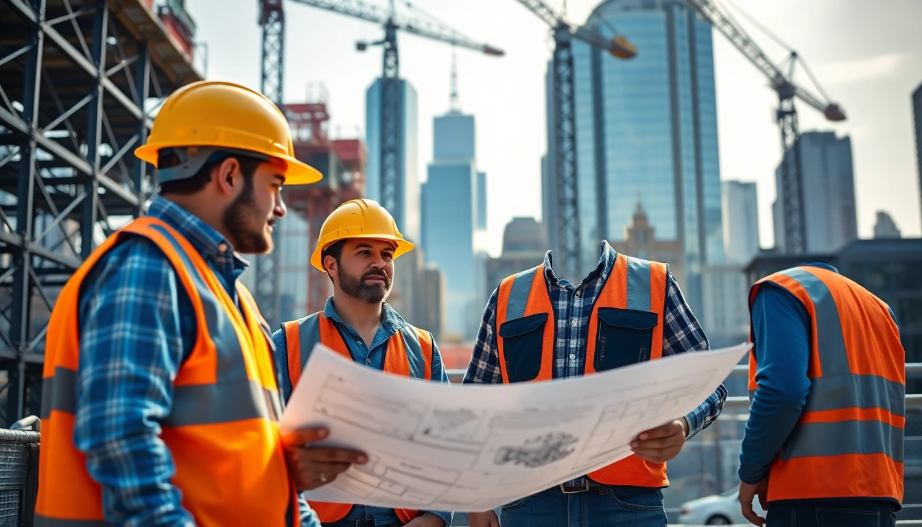 New York City Commercial General Contractor managing a bustling construction site with workers.
