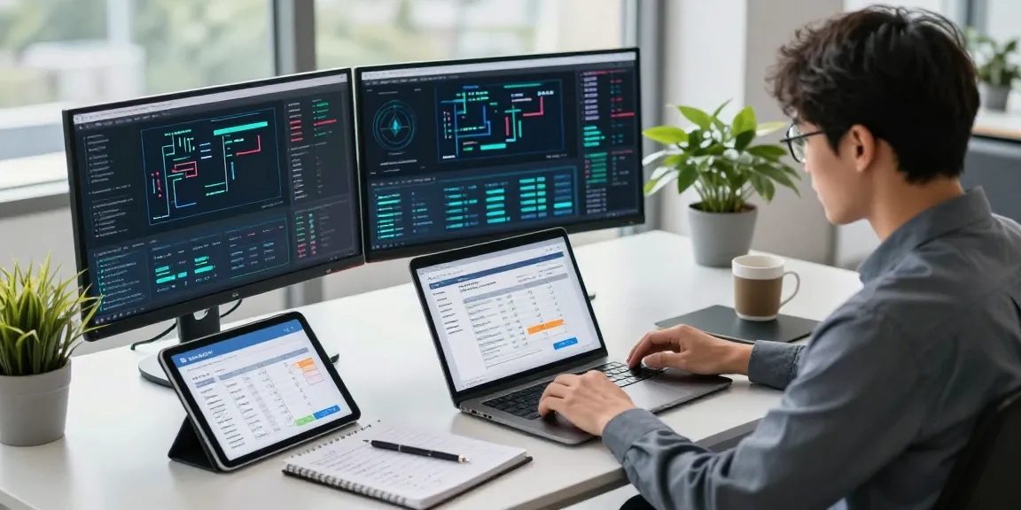Professional verifying invoices with AI tools to detect fake invoice in a modern workspace.