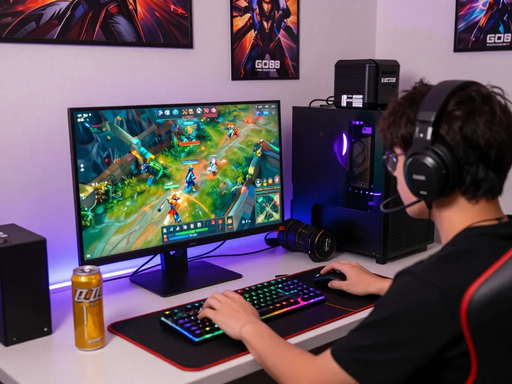 Exciting go88 gaming scene with intense multiplayer action, vibrant setup, and immersive atmosphere.