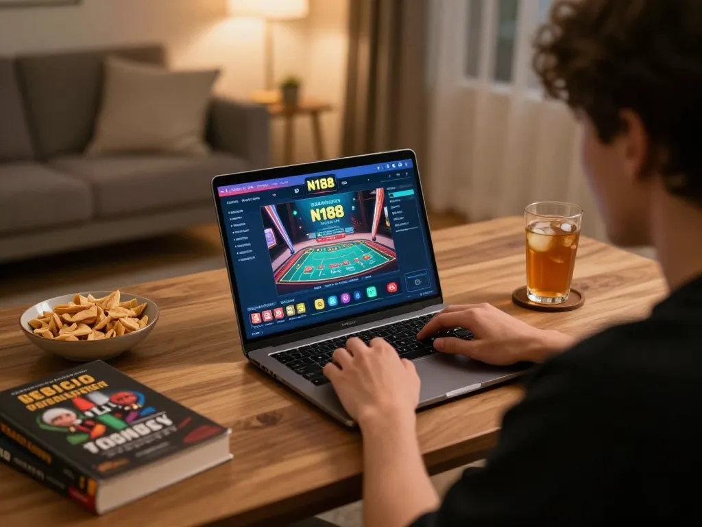 Engaging moment on https://n188.build/ with user strategizing in online casino gaming.