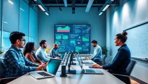 Data Breach Prevention Tampa: Cybersecurity team collaborating on data security solutions in a modern office.