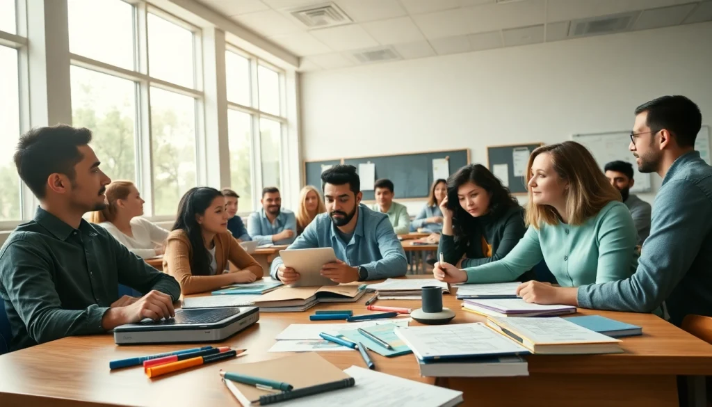 Students actively collaborating on educational projects in a dynamic learning environment focused on Education.