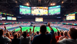 스포츠중계 고화질 생중계를 즐기는 팬들과 밝은 경기장 풍경