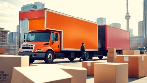 Efficient Toronto movers handling furniture deliveries in a vibrant urban setting.