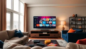 Engaging view of iron iptv displayed on a modern television in a cozy living room setting.