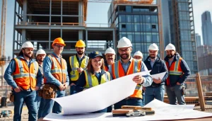 Manhattan Commercial General Contractor leading a diverse construction team in a dynamic urban setting.