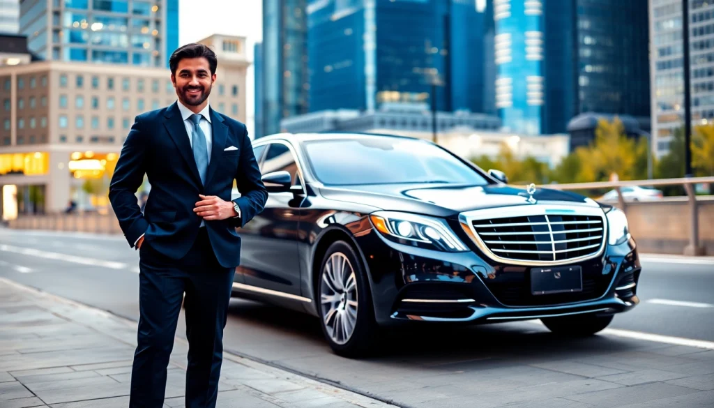 Experience Chauffeur Services Nottingham with a professional chauffeur and luxurious car in an upscale setting.