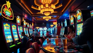 Rasakan keseruan bermain slot online dengan mesin slot yang berwarna-warni di kasino yang megah.