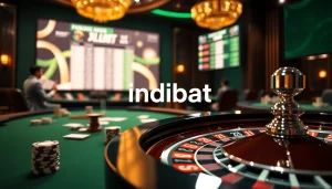 Place bets with indibat at an exciting casino table featuring roulette, cards, and live betting options.