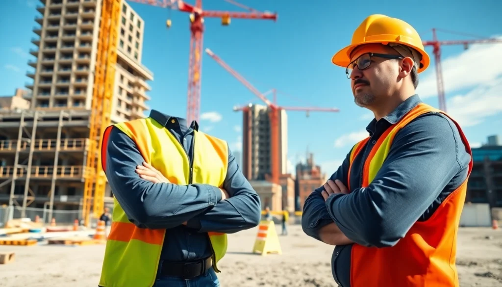 Manhattan Commercial General Contractor supervising construction with clear skies and teamwork.