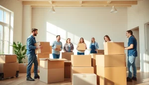 Family relocating with assistance from a Vancouver moving company in a bright, airy setting.