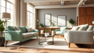 Kunst leer meubels presenteren zachte en royale ontwerpen in een lichte kamer.