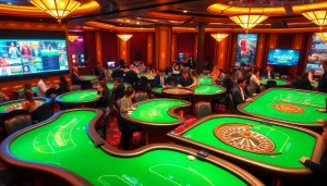 Experience the excitement of vuabai9 with vibrant casino tables and poker chips in action.