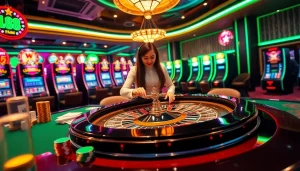 Experience the thrills of gambling at link vao w88 with luxurious casino tables and vibrant lights.