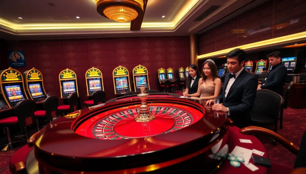 Nếu như vậy bám vào đây: Players engaging in strategic betting at a luxurious casino roulette table.