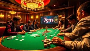 Experience the excitement of gambling with a poker table scene featuring vibrant 7m cn elements.