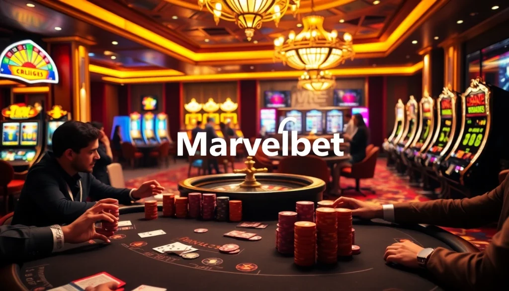 Marvelbet offers thrilling gaming experiences at a vibrant casino table with chips and cards.