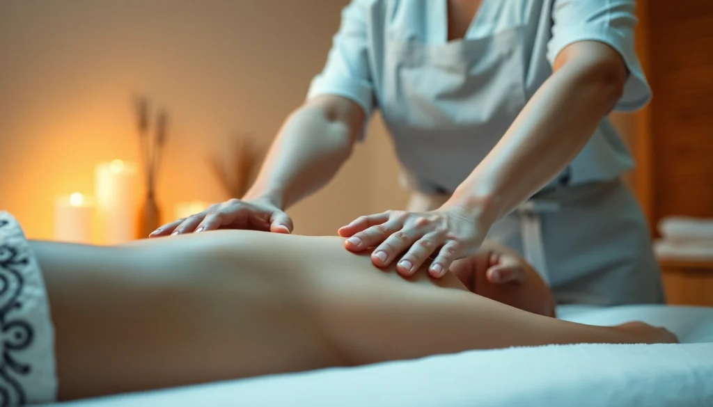 스웨디시 마사지 장면에서 편안한 고객에게 마사지하는 모습