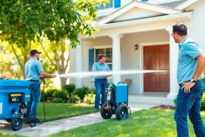 Soft wash cleaning expert using eco-friendly techniques to enhance a home's exterior in Kissimmee, Florida.