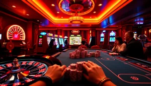 Experience the excitement of 12bet with players engaging in a vibrant casino environment.