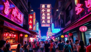 Explore the lively 호치민밤문화 scene with colorful bars and vibrant crowds.