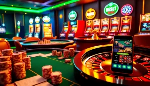 Experience the thrill of winning with the Hay88 deal at a luxurious casino featuring poker tables and roulette.