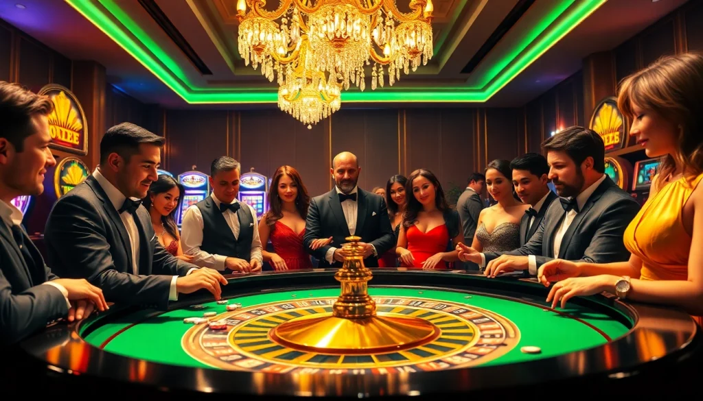 Players engaging at a roulette table in a vibrant atmosphere at https://journal.unj.ac.id/, celebrating strategic betting.
