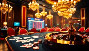 Players enjoying Babu88's exciting casino games in a vibrant, luxurious setting.