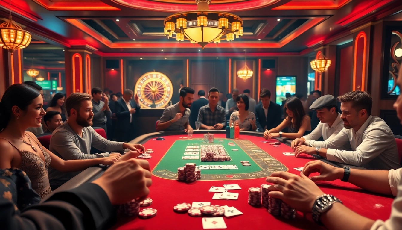 U888 players enjoying an exciting poker game at a luxurious casino venue.