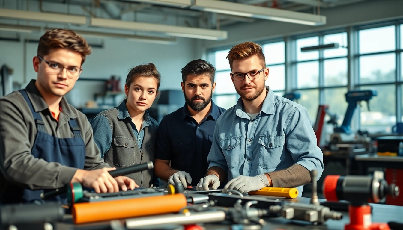 Students learning skills at a Trade School In Tennessee with hands-on training.