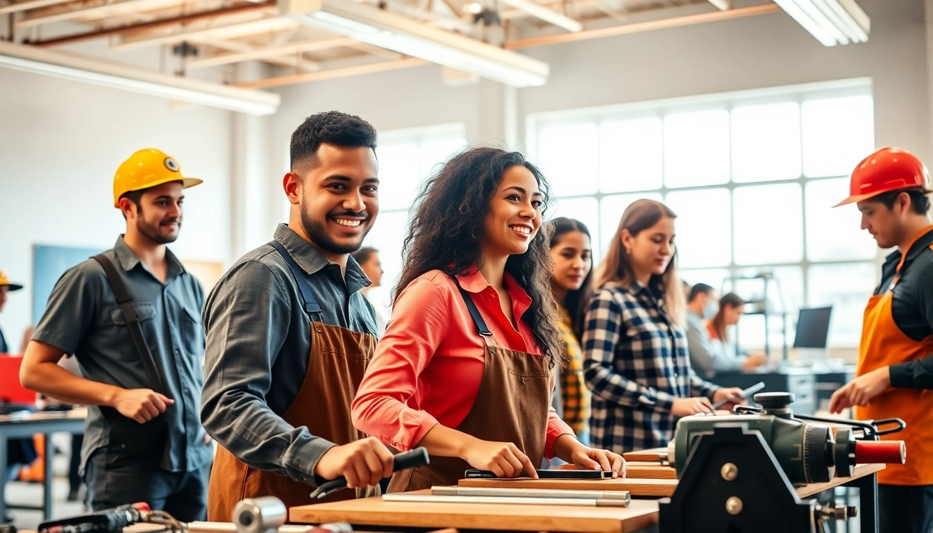 Students at trade schools in southern California participating in hands-on training activities.