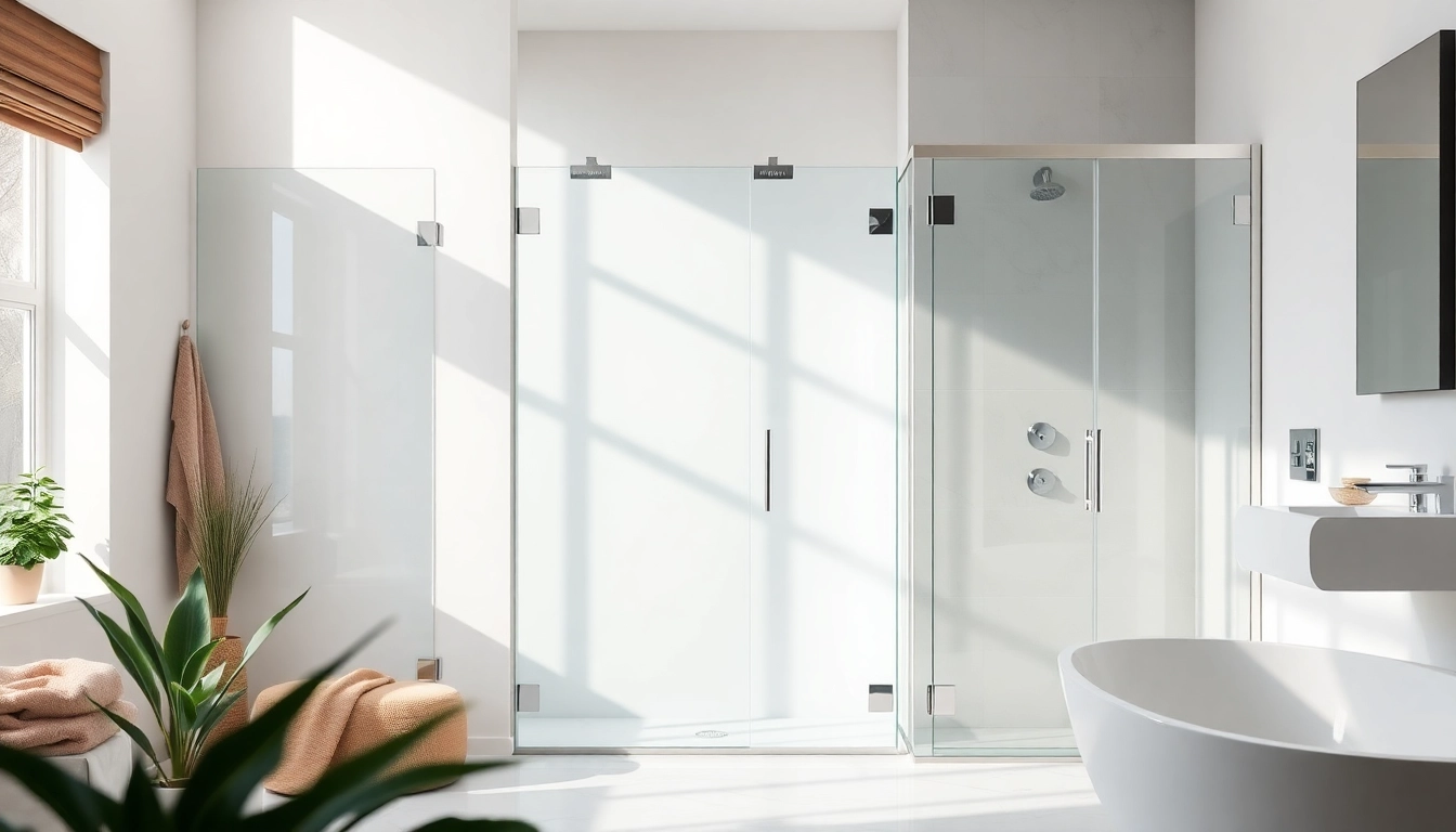 Showcasing elegant shower doors with stylish glass and chrome features in a modern bathroom.