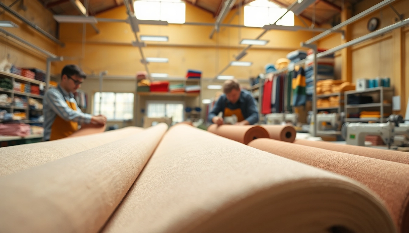 Bekijk de kwaliteit van badstof per meter in een drukke textile werkplaats.