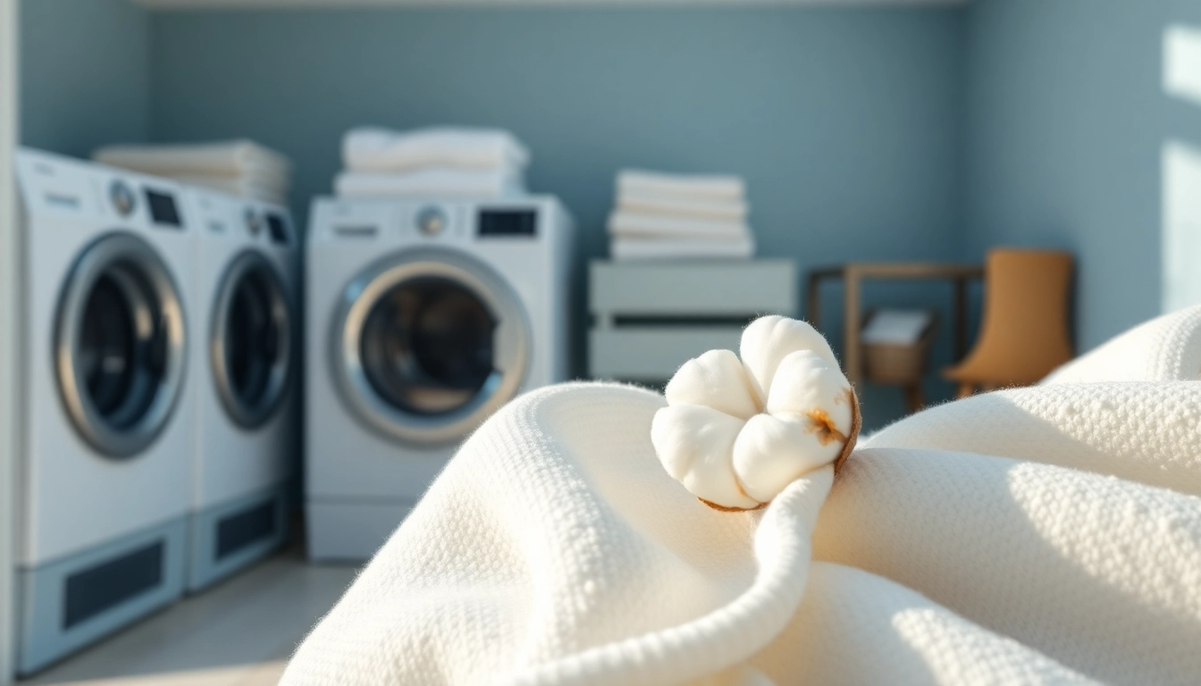 Absorberende werking van katoen benadrukt in een moderne wasruimte met frisse uitstraling.