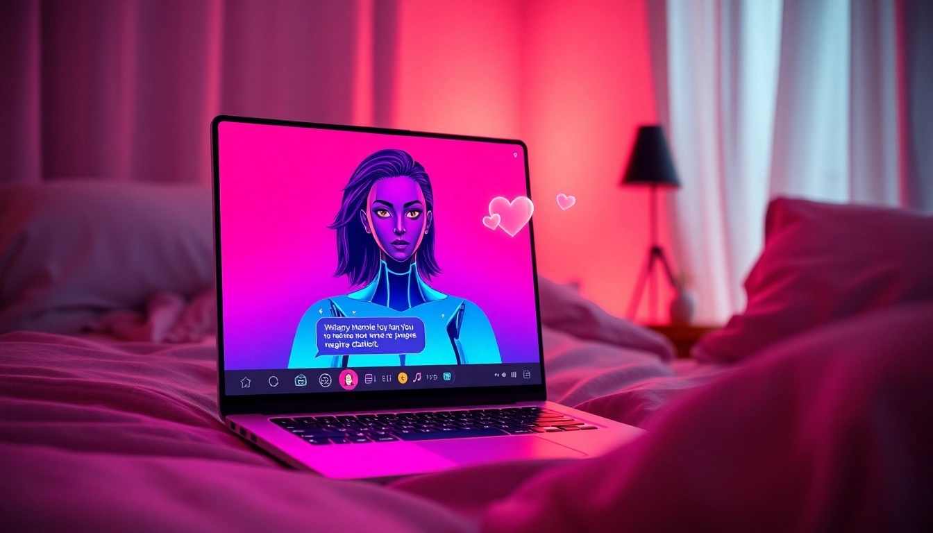 Engaging NSFW AI chat experience with a digital avatar in a cozy bedroom setting.