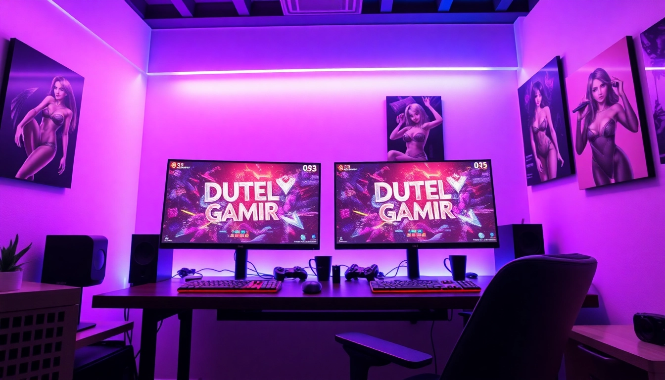Engaging gaming setup showcasing HTML porn games on stylish monitors.