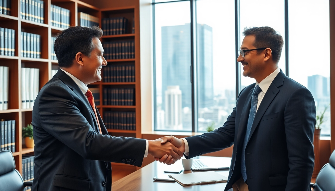 Jacksonville Immigration Lawyer shaking hands with a client, highlighting professional legal support.